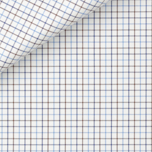 Twill Check Pattern Blue Brown