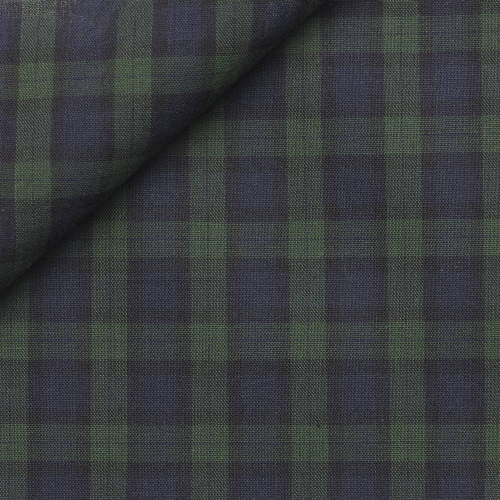 Blue Green Check Poplin