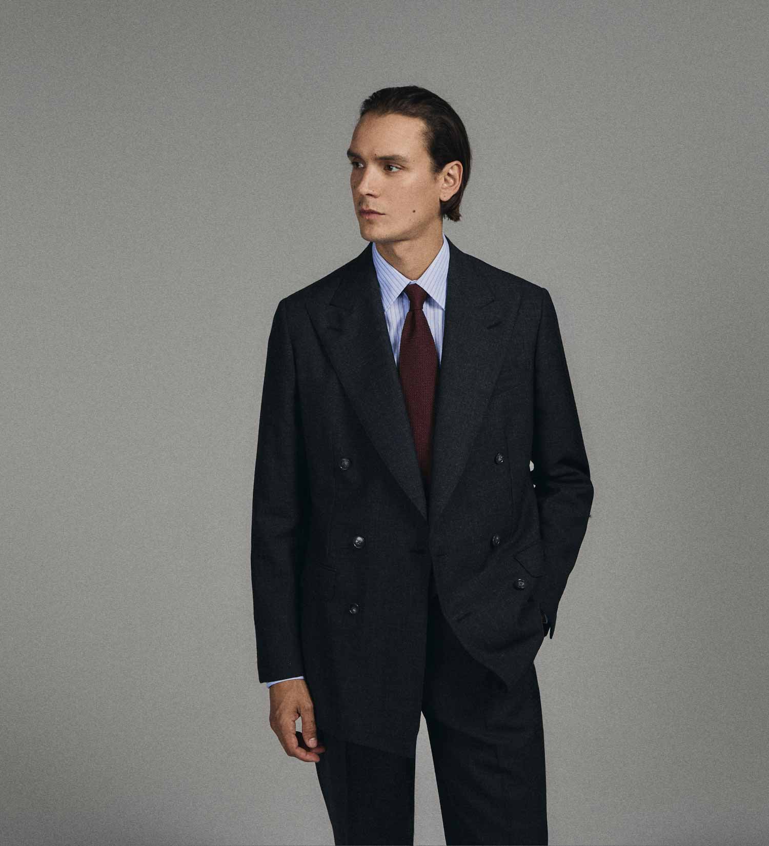 The Double-Breasted Charcoal Suit