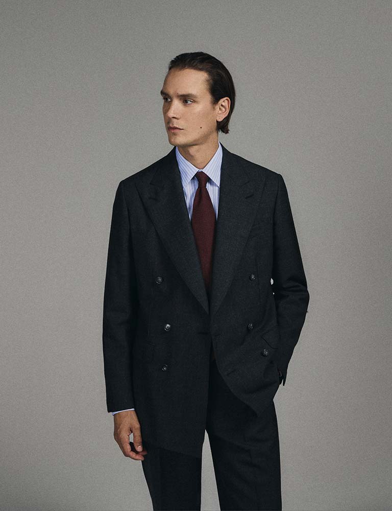 The Double-Breasted Charcoal Suit