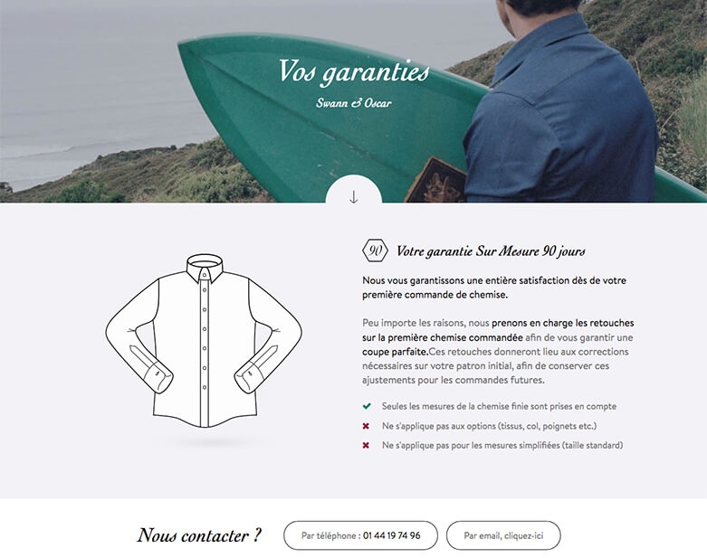 Made-to-measure guarantee page