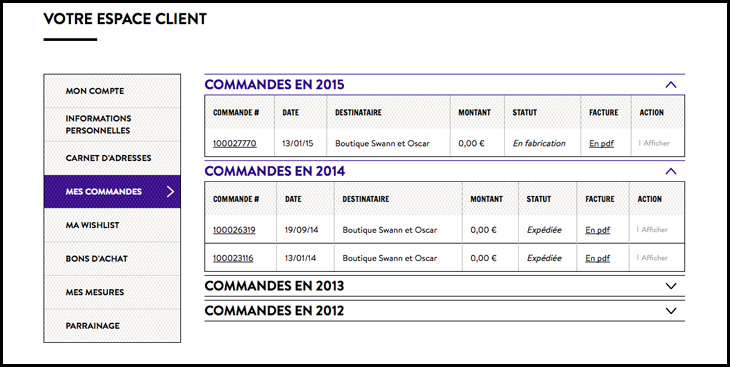 help - order history