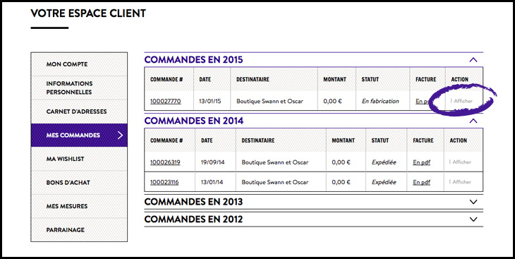 Help - order history