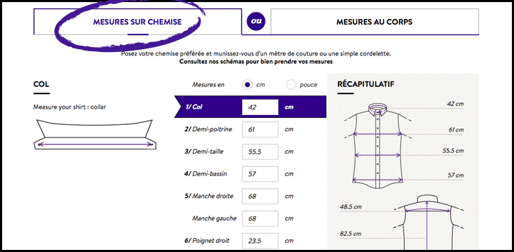 Shirt measurements