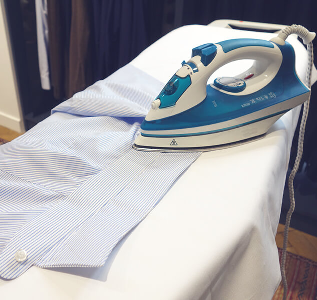 Ironing the collar on the reverse side